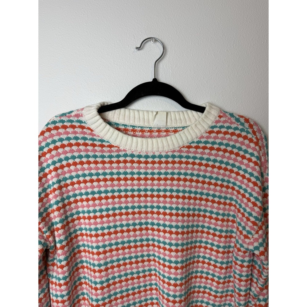 Melrose‎ And Market Knit Designed  Blue Orange Long Sleeve Pullover Sweater Med - Picture 3 of 7